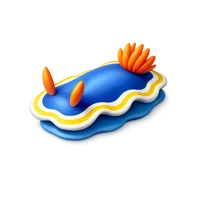 Isometric 3D sea slug icon inspired by the blue dragon sea slug for marine life and ocean-themed designs