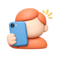 Front-facing selfie 3D icon with dark skin tone, ideal for social media, profile, and mobile UI design