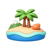 Seychelles front-facing 3D UI icon for travel, tourism, vacation, and tropical destination interfaces