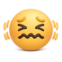 Front-facing shaking face 3D icon for messaging reactions, expressive UI, and emotion-based interface design