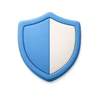 Shield 3D icon in a premium front-facing style for security, protection, privacy, and safety UI design.