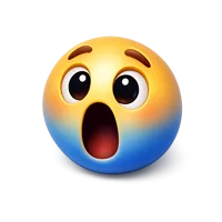 Shocked face isometric 3D icon for emoji reactions, chat apps, and expressive digital designs
