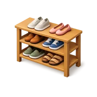 Isometric 3D shoe rack with multiple pairs of shoes, free to download for home storage and organization designs