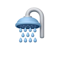 Front-facing shower 3D icon for bathroom, hygiene, and home UI design