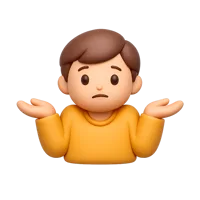 Front-facing 3D icon of a shrugging person with medium-light skin tone for UI design