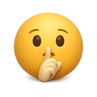 Front-facing shushing face 3D icon for quiet mode, silence, privacy, and mute UI states