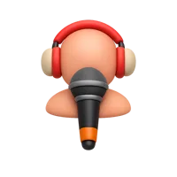 Front-facing singer 3D icon with dark skin tone in a premium UI style, free to download