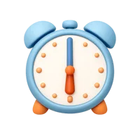 Front-facing Six O'Clock 3D icon for time, schedule, and clock UI designs