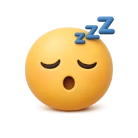 Sleeping face 3D icon in a premium front-facing style for UI design, chat apps, sleep status, and mood interfaces.