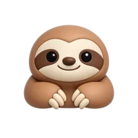 Front-facing cute sloth 3D icon for UI design, free premium animal illustration