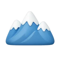 Front-facing snowy mountain 3D icon in a premium non-isometric style for travel, weather, and nature UI design