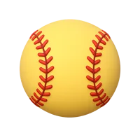 Front-facing softball 3D icon in a premium non-isometric UI style, free to download for sports and recreation designs.