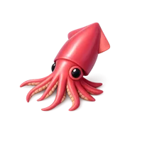 Isometric 3D squid icon for marine life, ocean education, and underwater themed designs