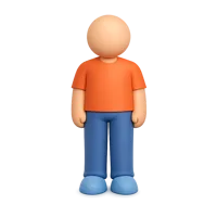 Front-facing 3D icon of a standing person with medium-dark skin tone for UI design