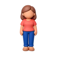 Standing woman dark skin tone front-facing 3D UI icon for profiles, avatars, and onboarding screens