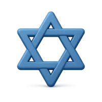 Front-facing Star Of David 3D icon for religious, cultural, and educational UI design