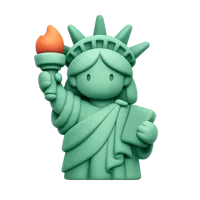 Front-facing Statue of Liberty 3D icon for travel, tourism, map, and landmark UI design