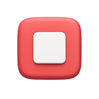 Front-facing stop button 3D UI icon for media controls, apps, and dashboards