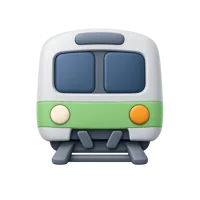 Front-facing 3D subway train icon for transit, travel, and public transportation UI design