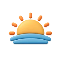 Sunrise 3D icon in a premium front-facing style for weather, travel, and morning-themed UI design
