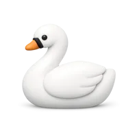 Front-facing swan 3D icon in a premium non-isometric UI style, free to download for nature and animal interfaces.