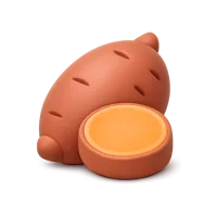 Front-facing sweet potato 3D icon in a premium non-isometric UI style, free to download for food and grocery designs.