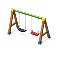 Isometric 3D swing set icon for playground, park, and outdoor recreation designs