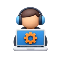 Front-facing technologist 3D icon with dark skin tone for UI design, team profiles, and technology app interfaces