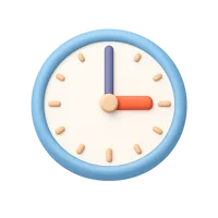Three O'Clock front-facing 3D UI icon for time, schedule, and reminder interfaces