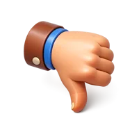 Thumbs Down isometric 3D icon for dislike, negative feedback, ratings, and reaction interfaces
