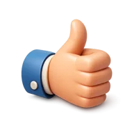 Thumbs up isometric 3D icon for approval, likes, ratings, and positive feedback