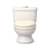 Front-facing toilet 3D icon for bathroom, restroom, sanitation, and home facility UI design