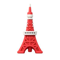 Front-facing Tokyo Tower 3D icon for travel, maps, and landmark UI design