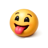 Tongue out face isometric 3D icon for emoji, chat reactions, and playful digital interfaces