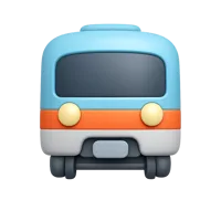 Front-facing train 3D icon for travel, railway, and public transport UI design