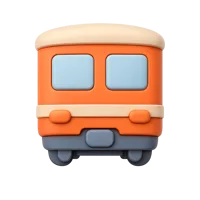Front-facing train car 3D icon for railway transport, travel booking, and transit UI design