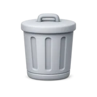 Front-facing trash can 3D icon for delete, recycle bin, cleanup, and file management UI actions