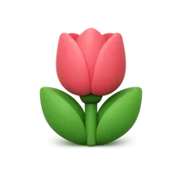 Tulip front-facing 3D UI icon in a premium non-isometric style, free to download for floral and nature interfaces.