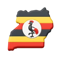 Uganda front-facing 3D UI icon for country selectors, travel apps, maps, and regional interface design