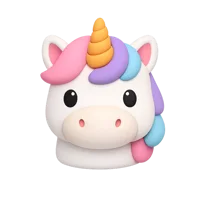 Front-facing unicorn 3D icon in a premium non-isometric style for fantasy UI design