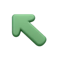 Up left arrow front-facing 3D UI icon for navigation and directional interface design