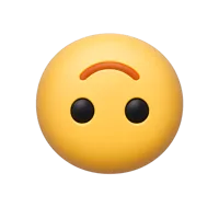 Front-facing upside-down face 3D icon for chat reactions, emoji pickers, stickers, and playful UI designs.
