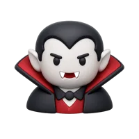 Front-facing vampire 3D icon with dark skin tone in a premium non-isometric UI style