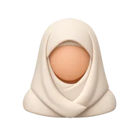 Front-facing veiled woman 3D icon with medium skin tone for profile, avatar, and cultural UI design