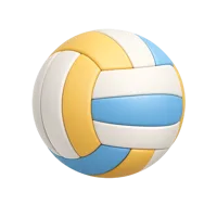Front-facing volleyball 3D icon in a premium non-isometric style for sports and fitness UI design