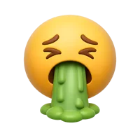Front-facing vomiting face 3D icon for health apps, reaction sets, chat interfaces, and warning UI designs