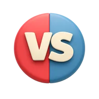 VS Button front-facing 3D UI icon for game matchups, comparison screens, and interface design