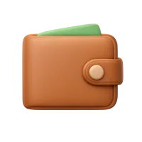 Front-facing wallet 3D icon for payment, budgeting, checkout, and finance UI design