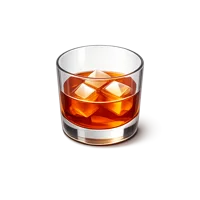 Isometric 3D whiskey glass icon for bar, beverage, and hospitality designs, free to download.