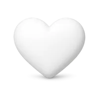 White heart front-facing 3D UI icon in a premium non-isometric style, free to download for modern app interfaces.